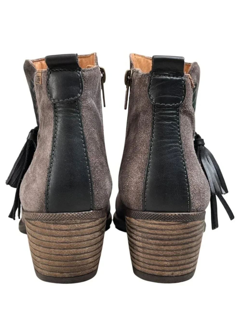 Pikolinos Baqueira Taupe Suede Comfort Tassle Ankle Booties EU 40 US 9-9.5